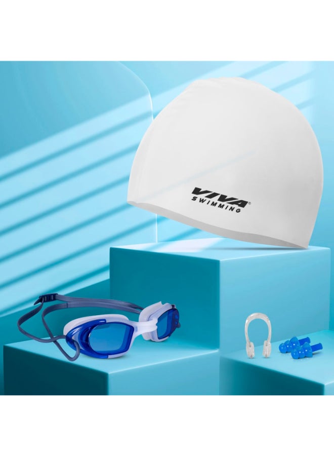 VIVA SWIMMING Combo 616 Swimming Goggles & Swimming Cap, 2 Ear Plug with Nose Clip Swimming Kit - Image 4
